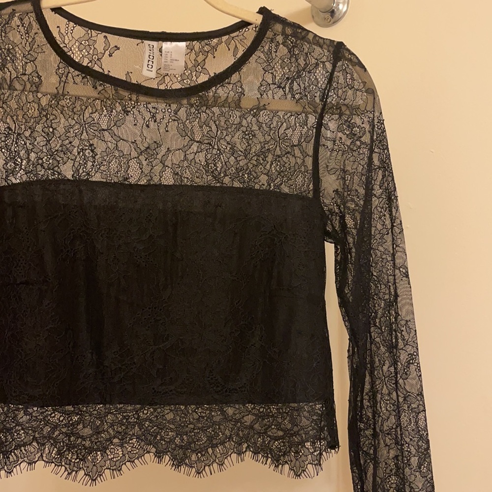 Black lace crop top